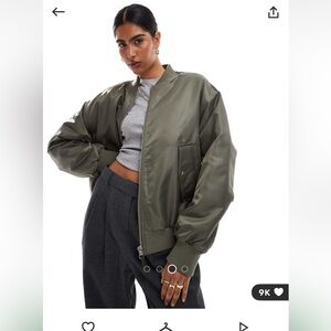 ASOS spliced bomber jacket in grey and olive NWT